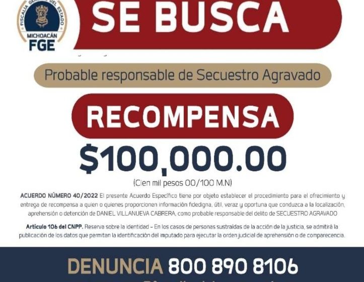  Ofrece FGE recompensa de 100 mil pesos por información de secuestradores de una joven de 14 años