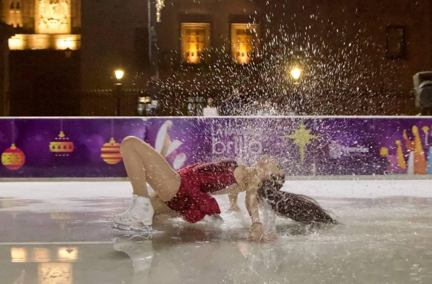  Para despedir la Pista de Hielo del Centro Histórico, exhibiciones de patinaje artístico