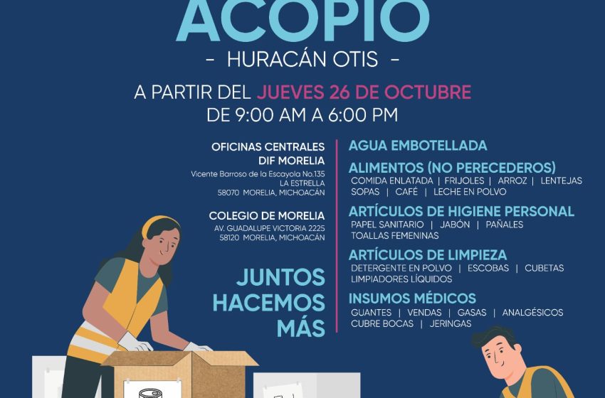  DIF Morelia habilita módulos de acopio para apoyar a damnificados de Acapulco