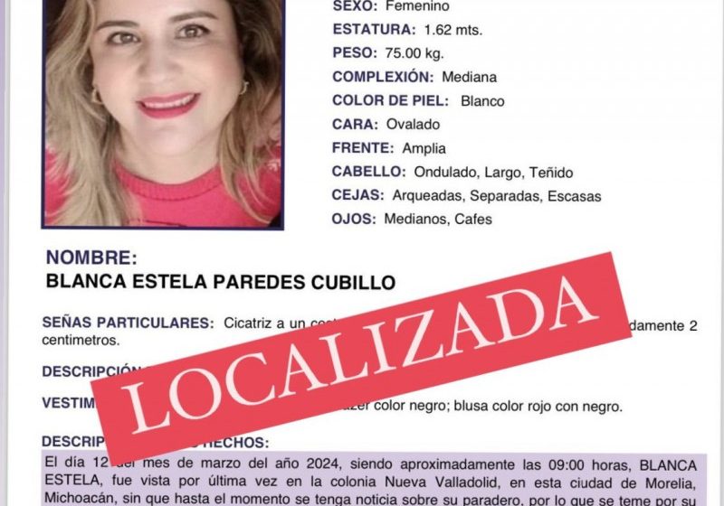  Policía Morelia localiza con éxito a mujer reportada como desaparecida