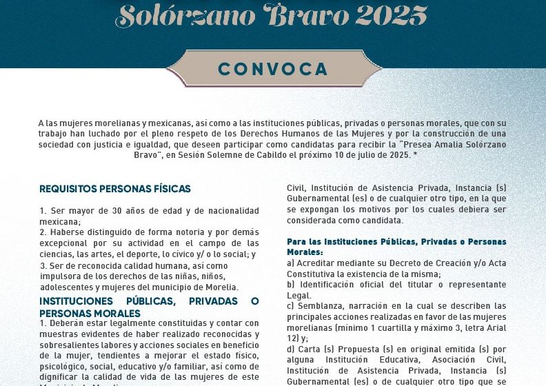  Semmujeris invita a reconocer a quienes hacen historia, con Presea ‘Amalia Solórzano Bravo’